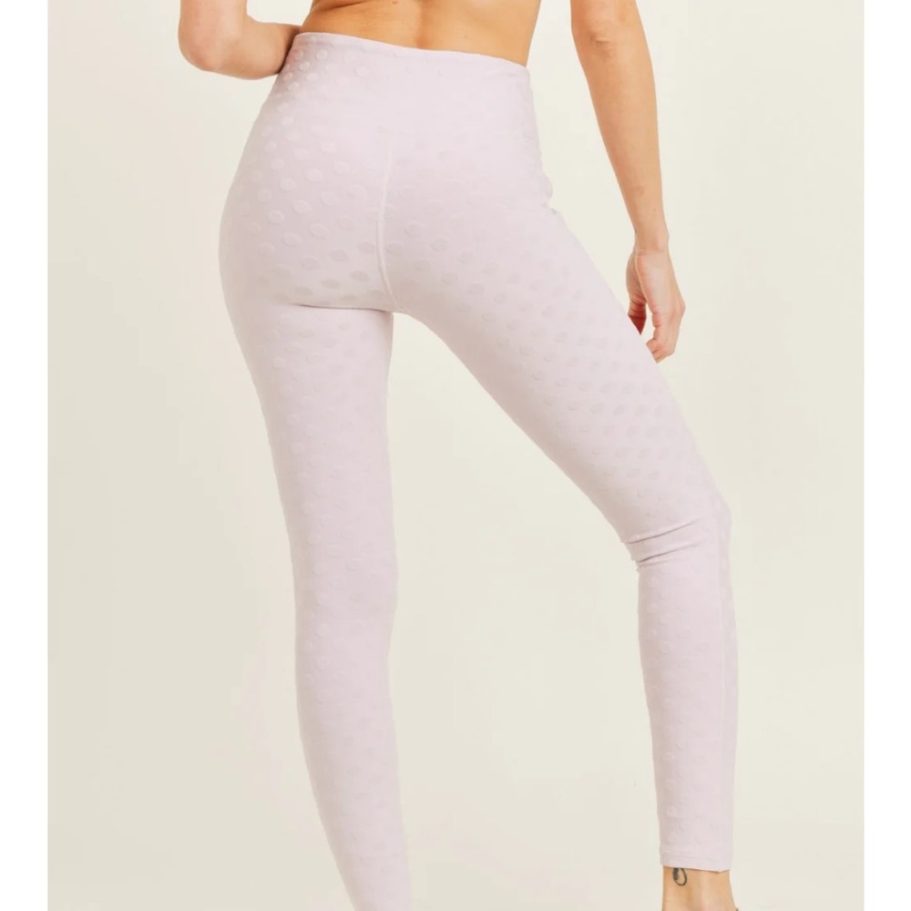 Mono B light pink polka dot leggings women’s size medium